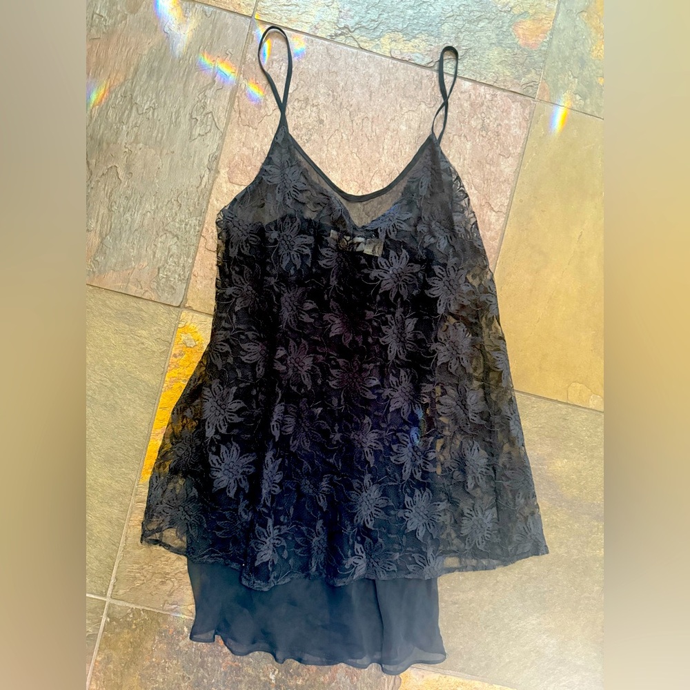 Vintage Gold Label Victoria’s Secret Nightgown negligee lingerie 1991 black sml